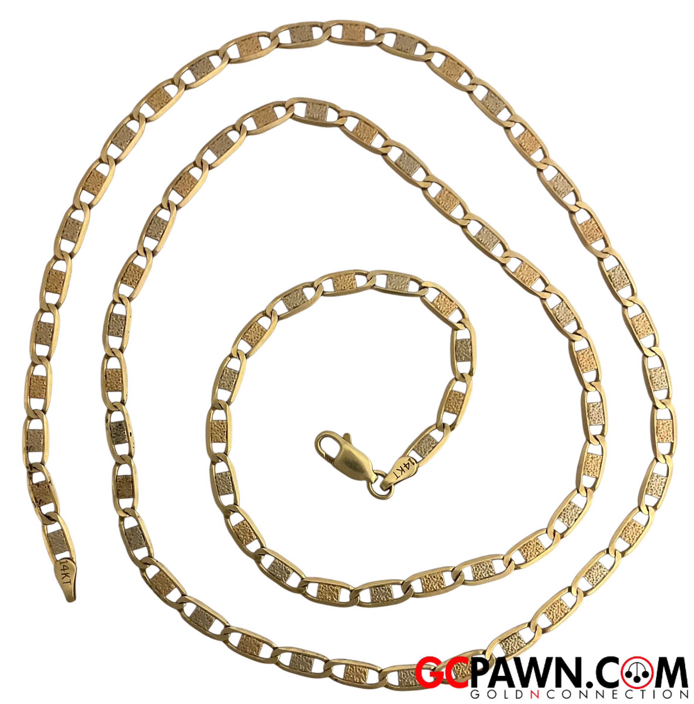 View product details for Unisex Chain 14kt Yellow White Rose Gold 