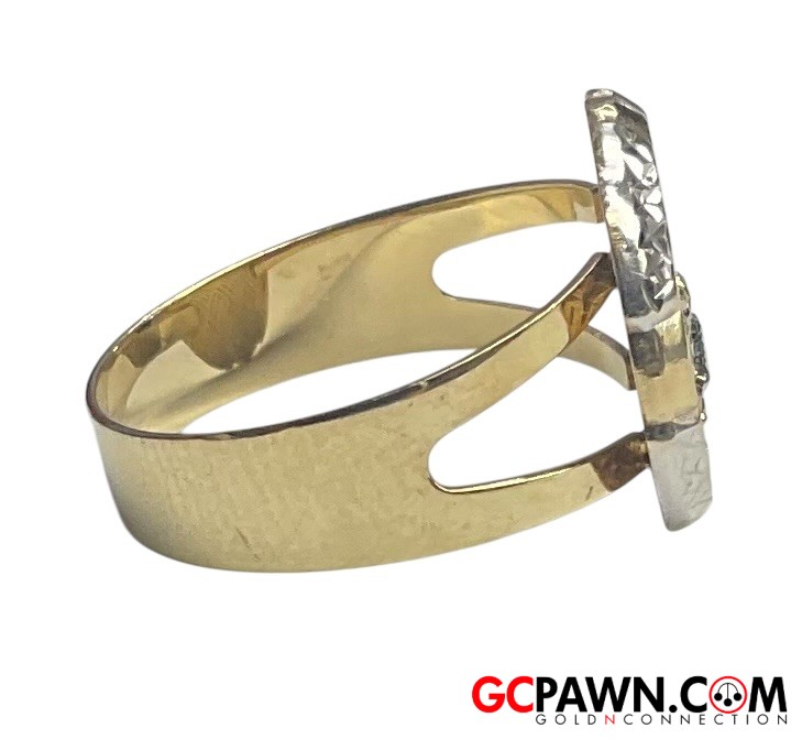 Unisex Fashion Ring 10kt Yellow and White Gold 
