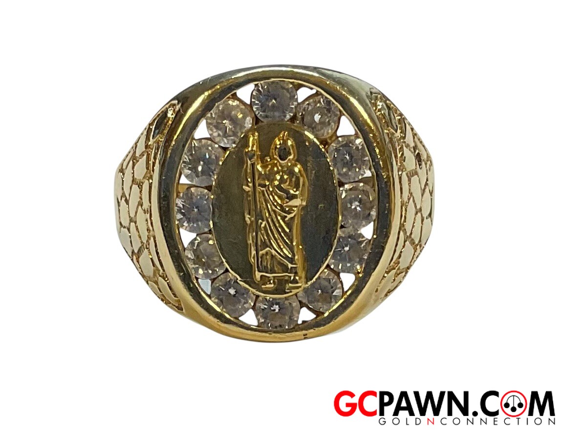 View product details for Men's Signet Ring 10kt Yellow and White Gold 