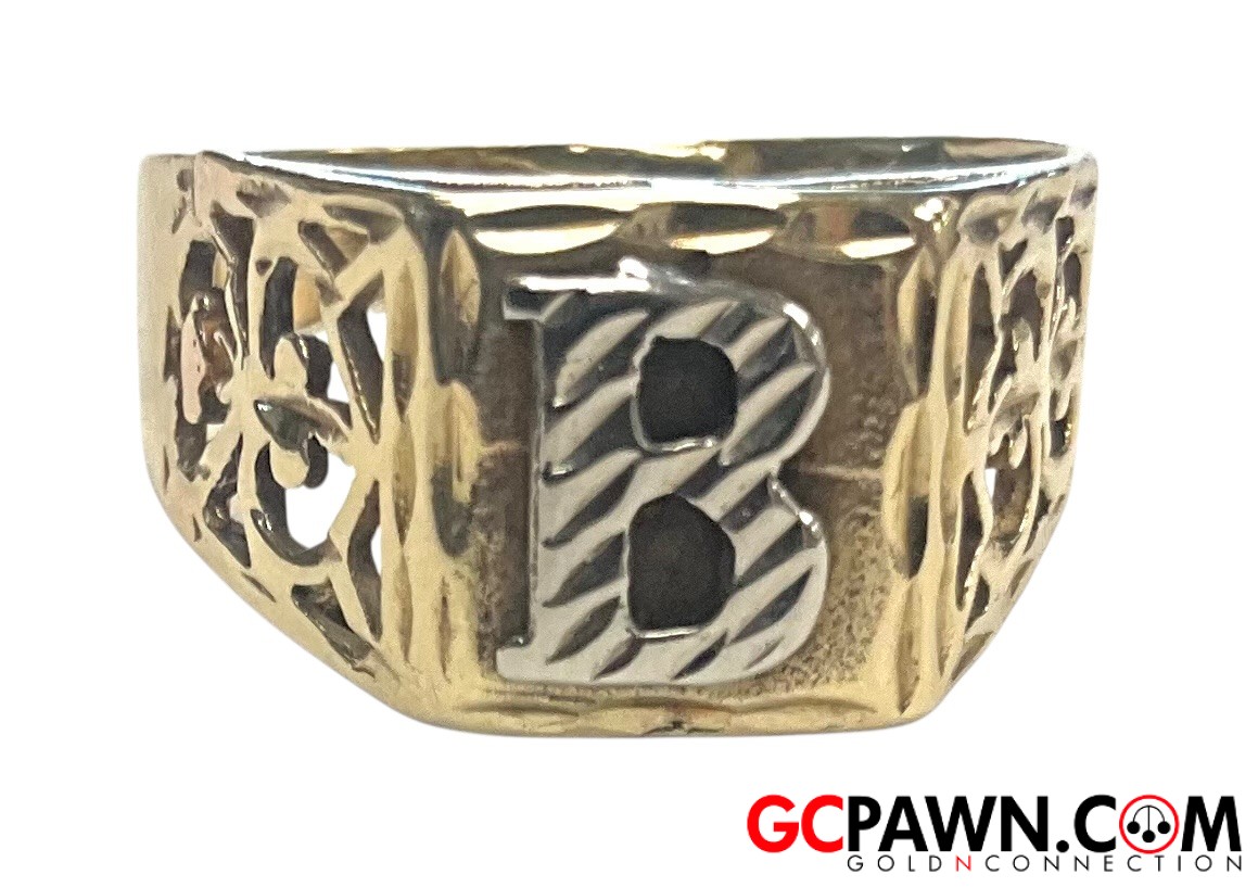 View product details for Unisex Initial ring 10kt Yellow Gold 