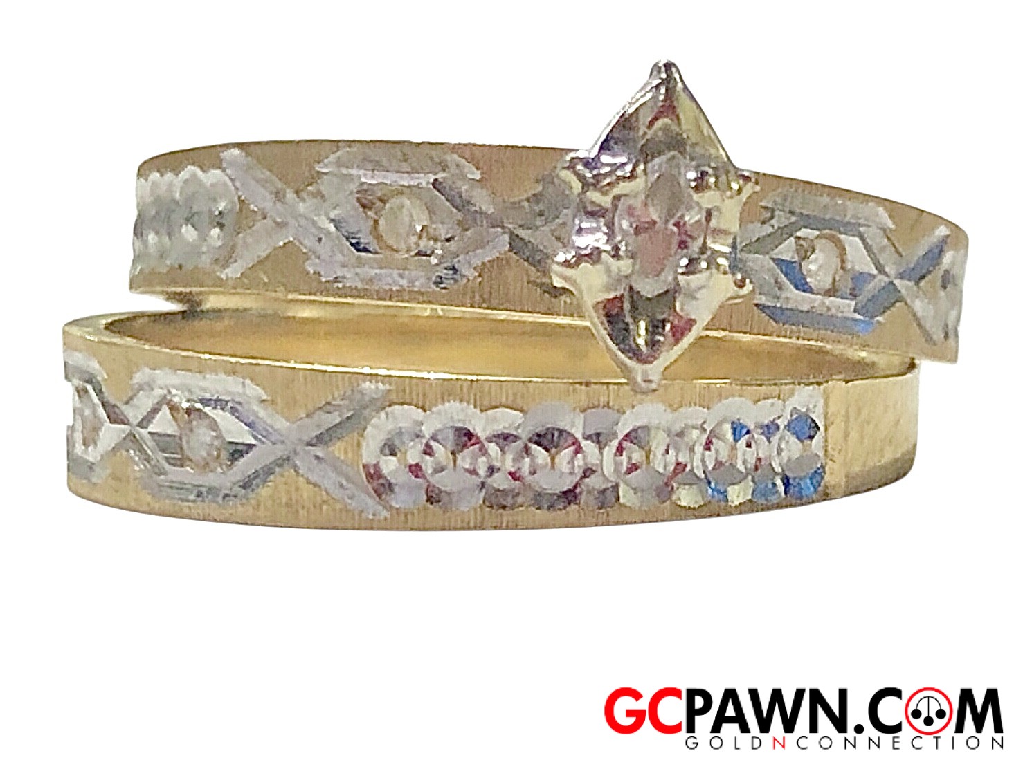 Women's Wedding set 14kt Yellow and White Gold 