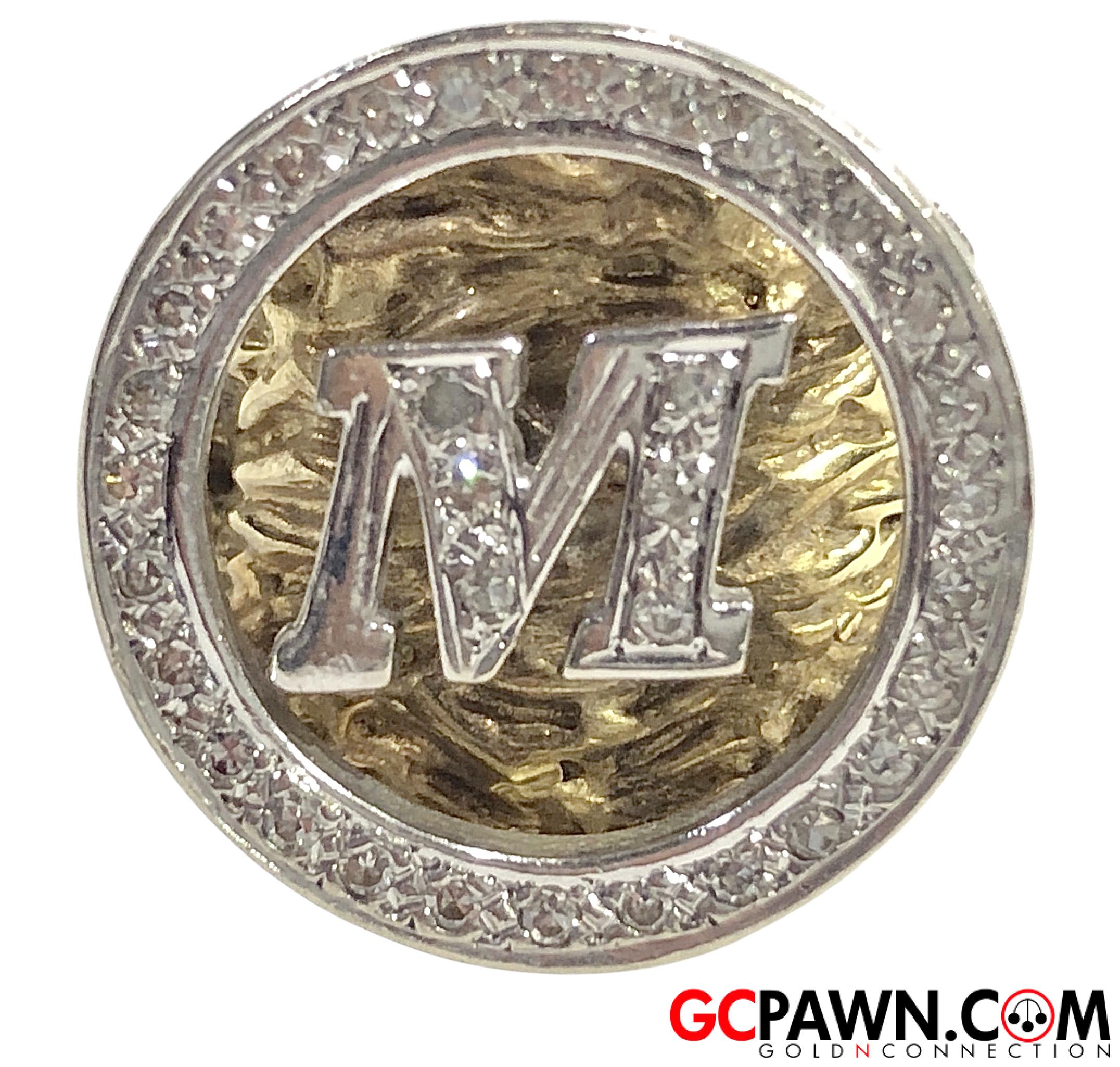 Unisex Initial ring 14kt Yellow and White Gold 