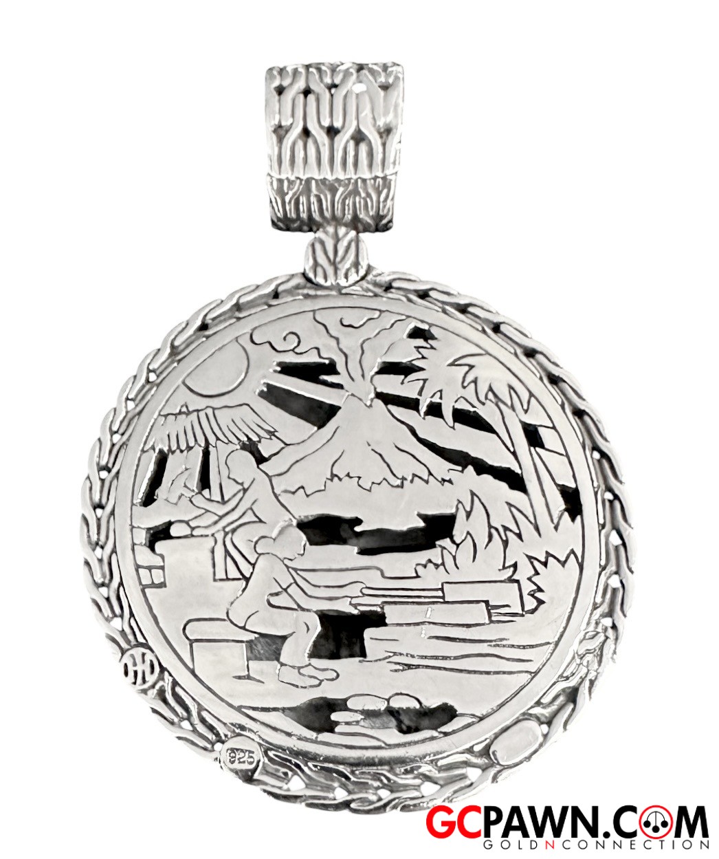 John Hardy Palu Large Hammered Pendant Unisex Pendant .925 Silver 