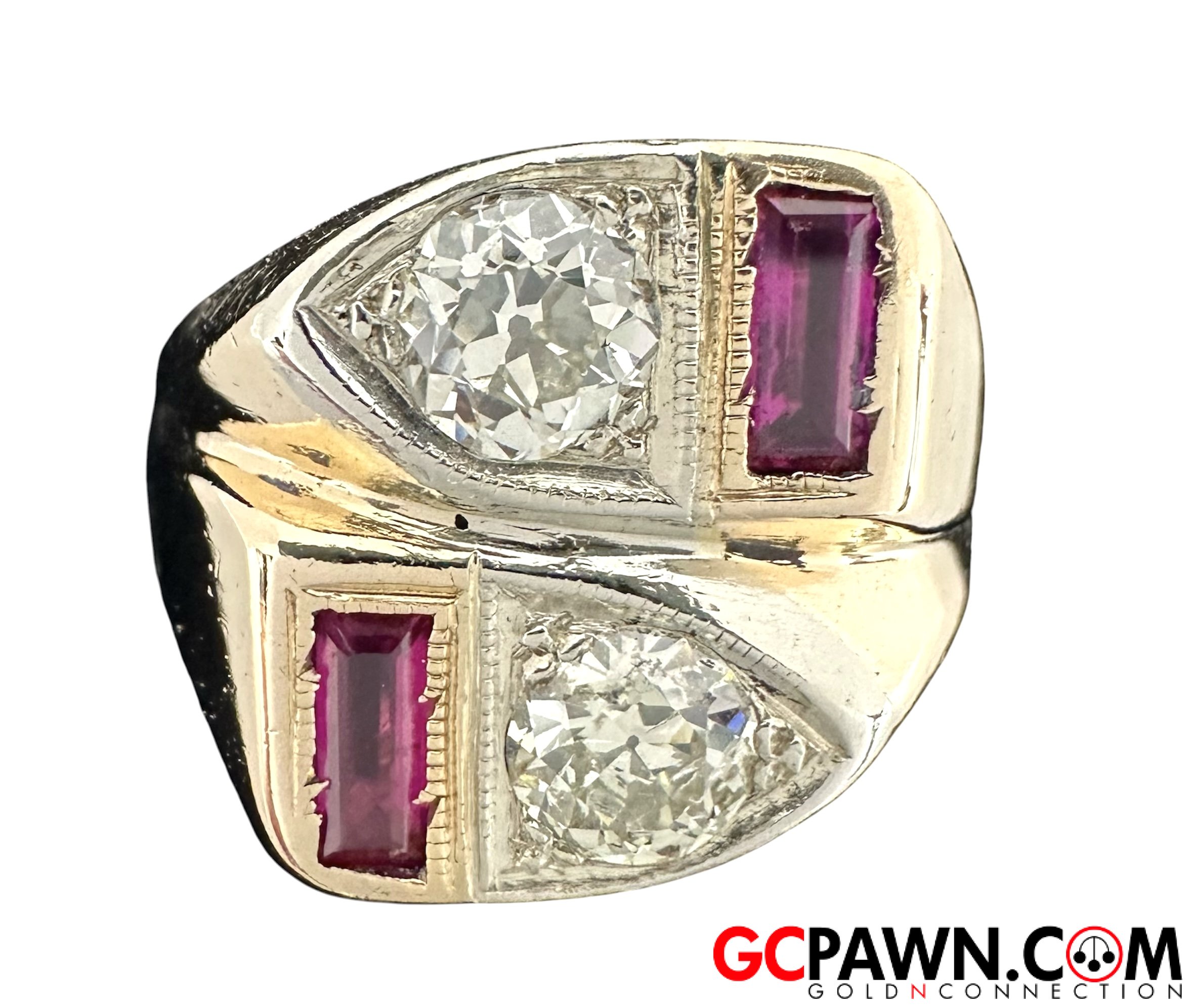 Men's Cluster ring 14kt Yellow Gold 