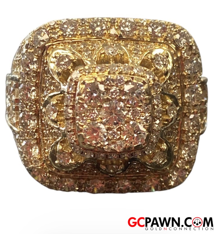 Men's Cluster ring 14kt Yellow Gold 