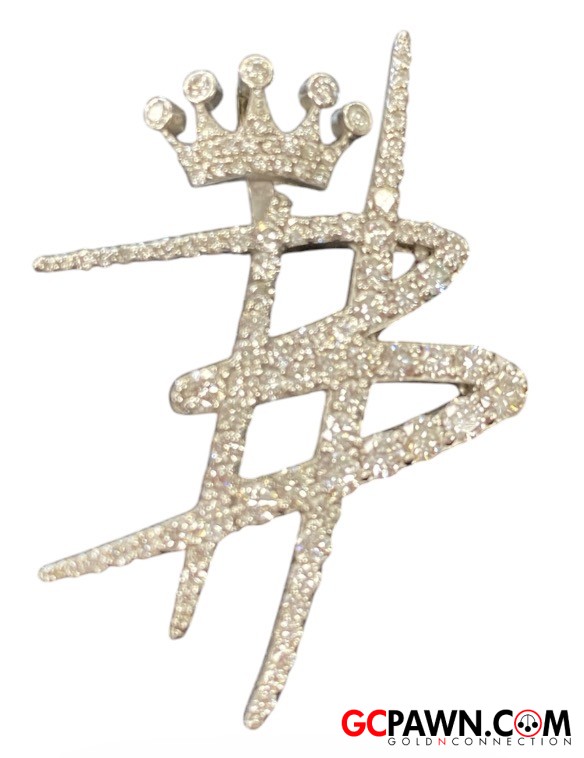 View product details for B with Crown Women's Pendant 10kt White Gold 