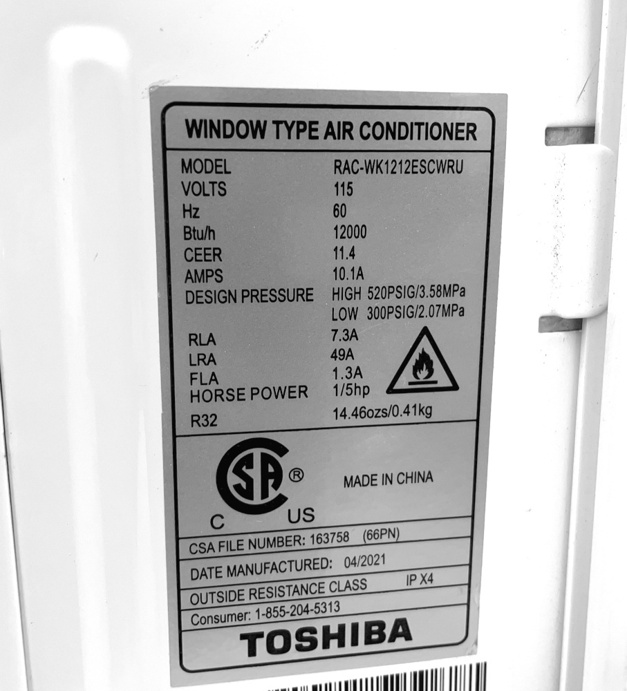 Toshiba Air conditioner window unit RACWK1212ESCWRU