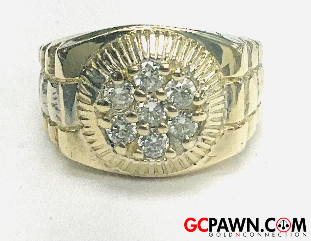 View product details for Men's Cluster ring 10kt Yellow and White Gold 
