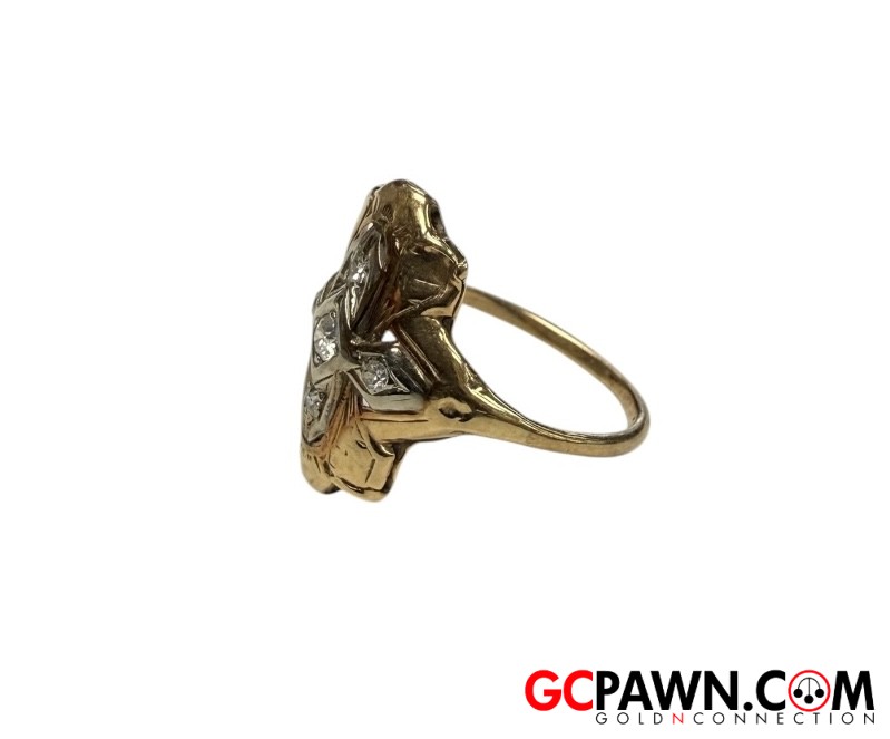 Unisex Cluster ring 10kt Yellow Gold 