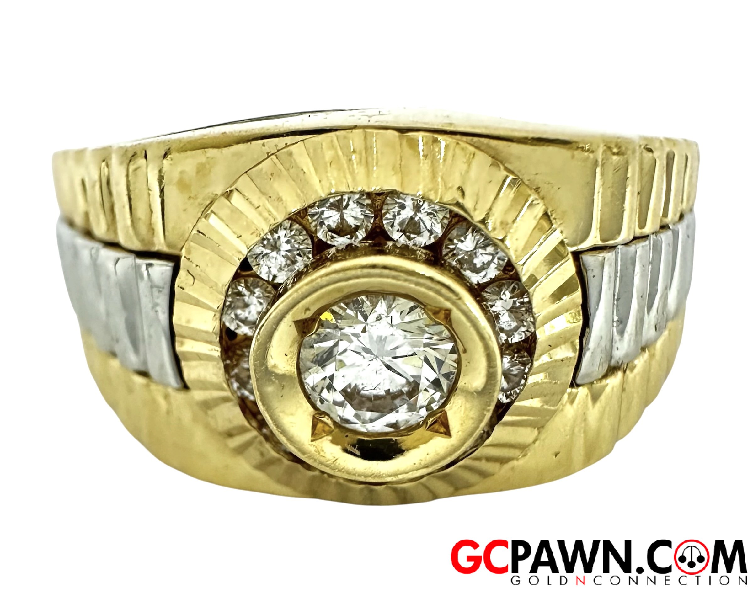 View product details for Men's Cluster ring 14kt Yellow and White Gold 