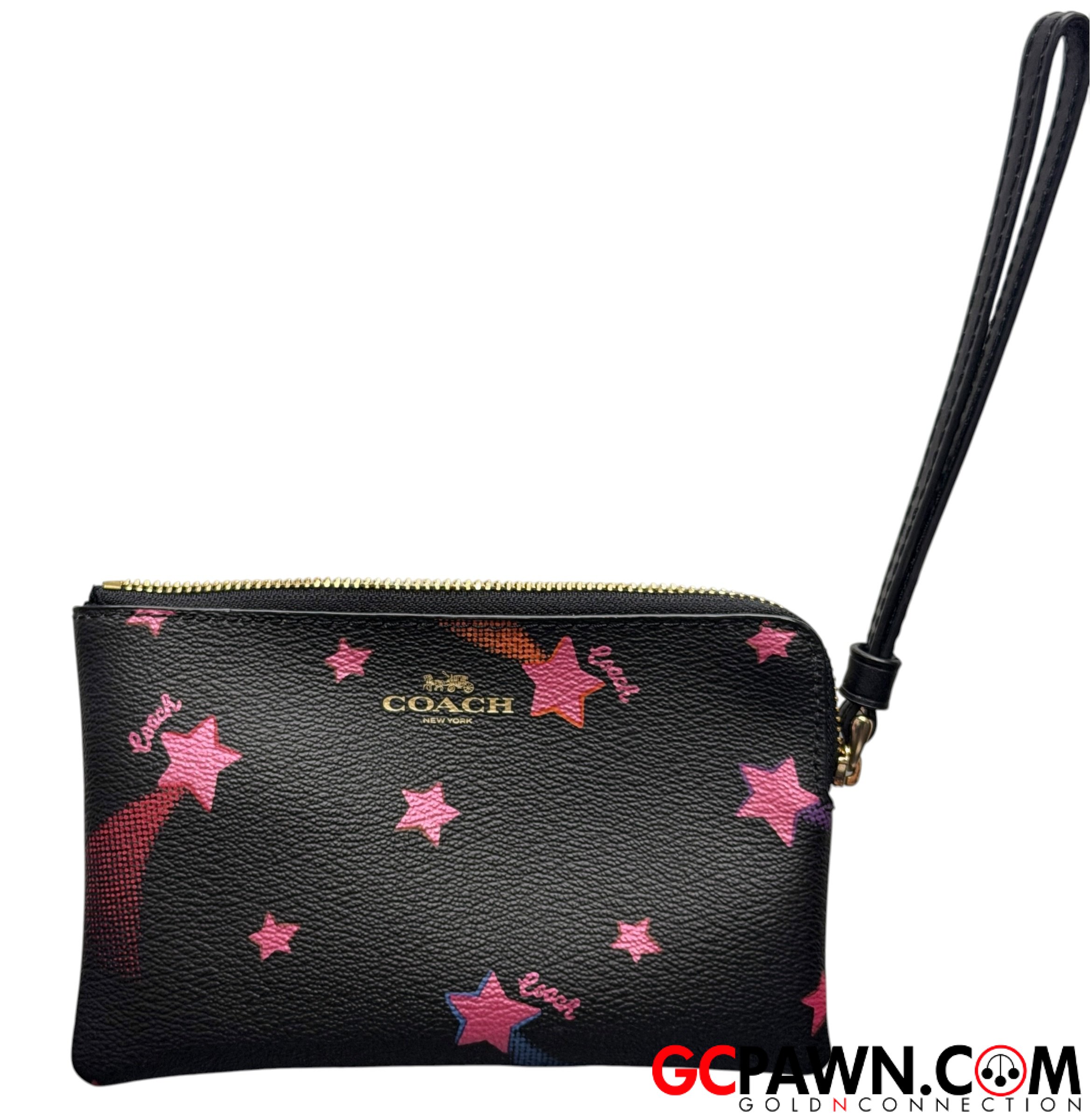 Coach - Corner Zip Wristlet With Disco Star Print