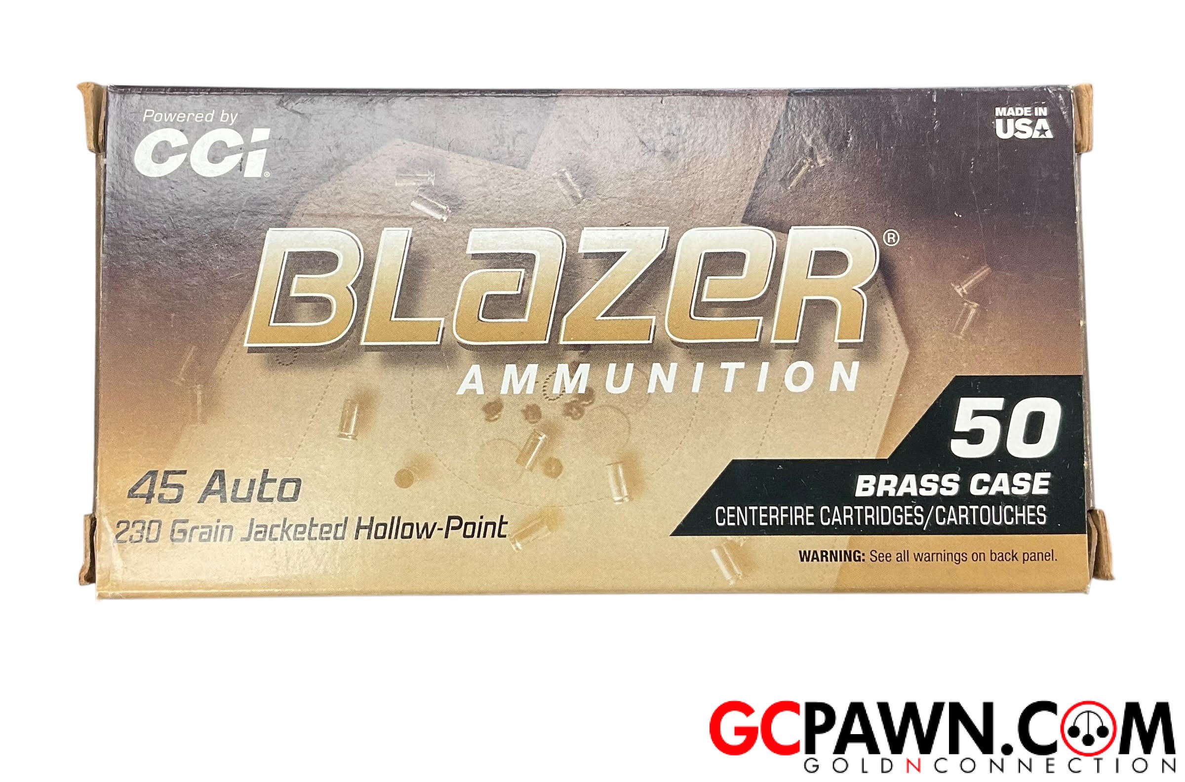 View product details for C.C.I. Blazer Brass, .45 Auto, 230 Grain, JHP, 50/Box