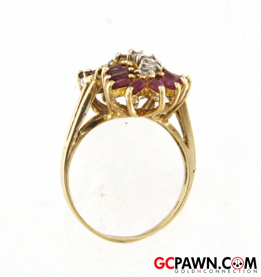 Women's Cluster ring 14kt Yellow Gold 