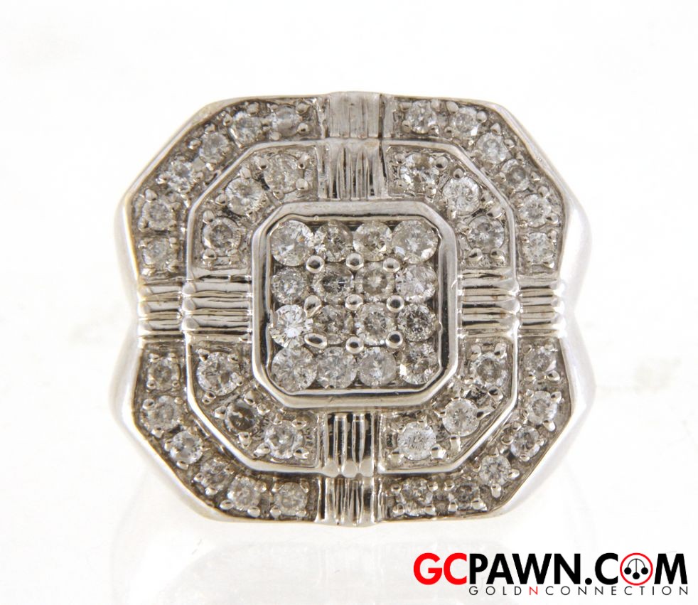 Men's Cluster ring 14kt White Gold 