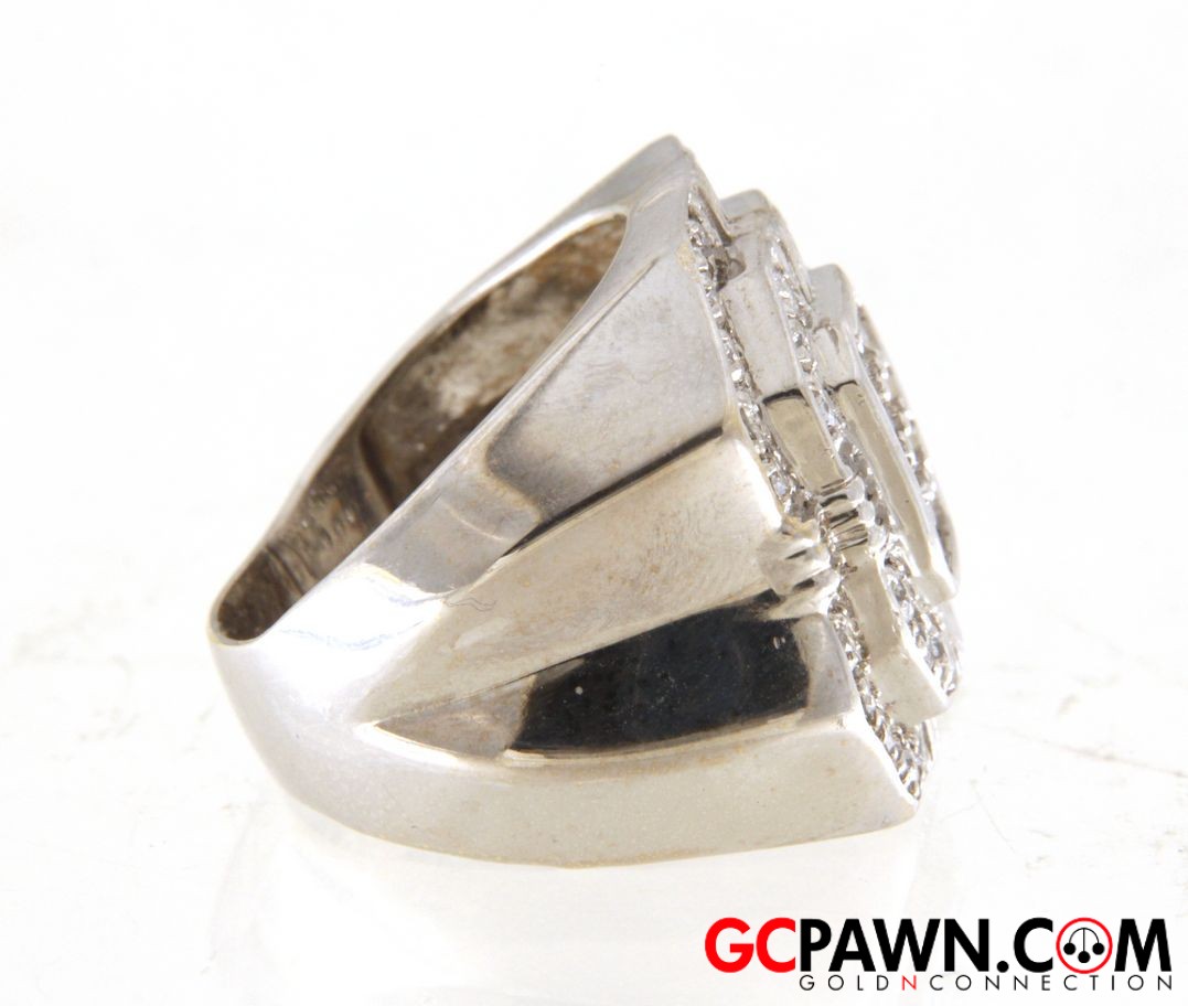 Men's Cluster ring 14kt White Gold 