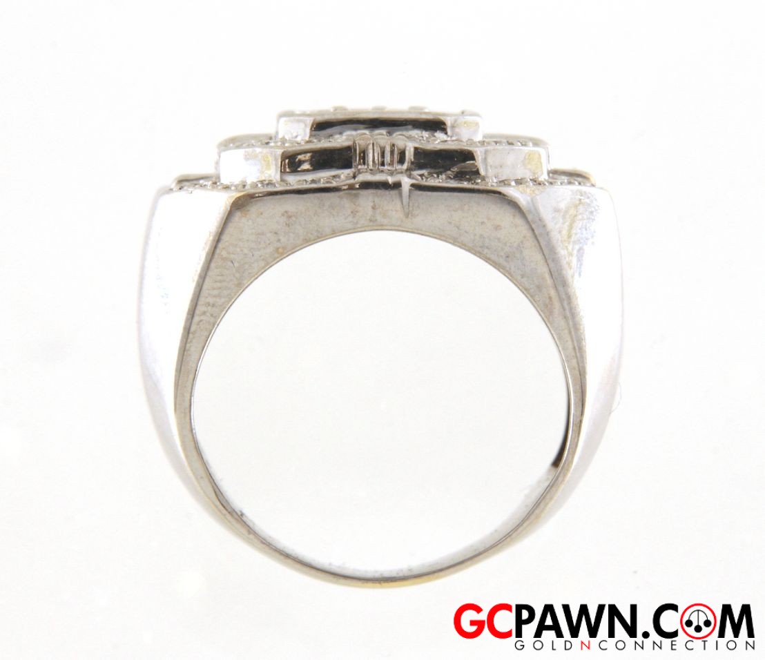 Men's Cluster ring 14kt White Gold 