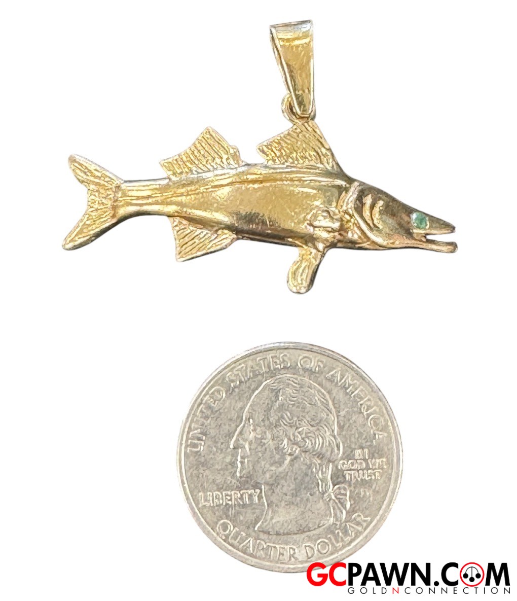 Snook Men's Pendant 14kt Yellow Gold 